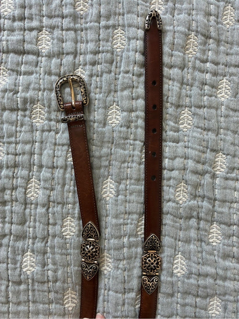 Brown Leather Western Belt with Ranger Set and Jointed Hardware
